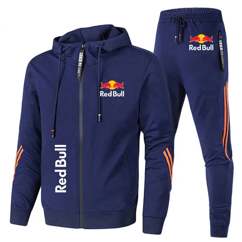 Chándal de 2 piezas con logotipo de Red Bull Racing, ropa deportiva, jersey con cremallera y pantalones, traje de 2 piezas, conjuntos de Sudadera