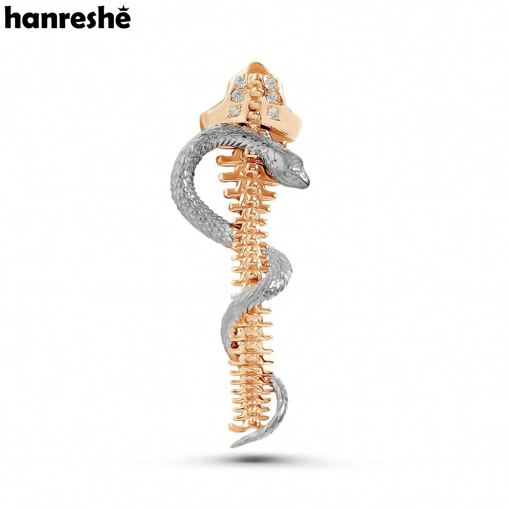 Hanreshe Orthopedic Spine Skeleton Snake Brooch Inlaid Crystal Luxury Lapel Badge Pins Medical Jewelry for Doctors Nurses