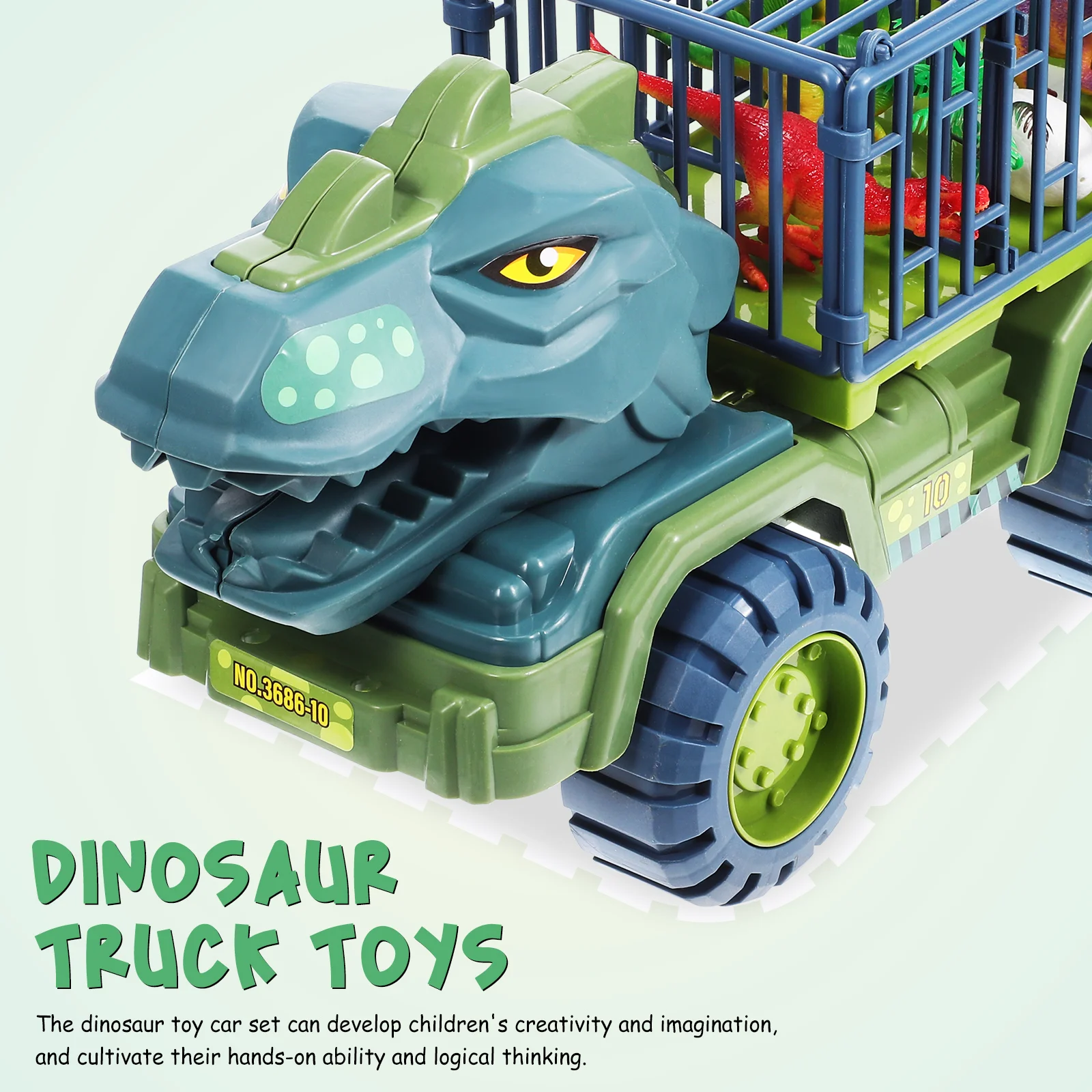 Carros de brinquedo dinossauro dos desenhos animados animais brinquedos crianças para meninos transporte veículo caminhão tiranossauro criança