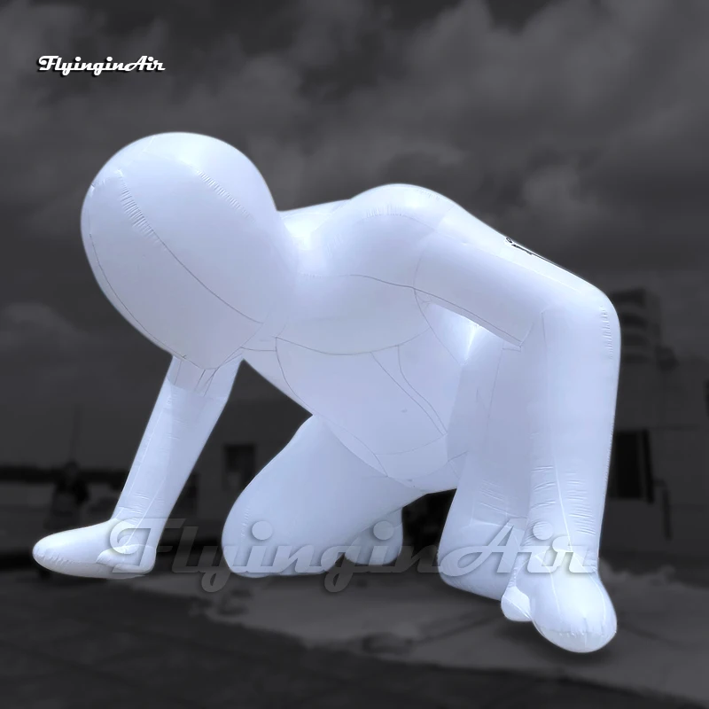 

Outdoor Large Artistic Inflatable Runner Balloon White Dummy Air Blow Up Athlete Model Crouch Start For Sport Event