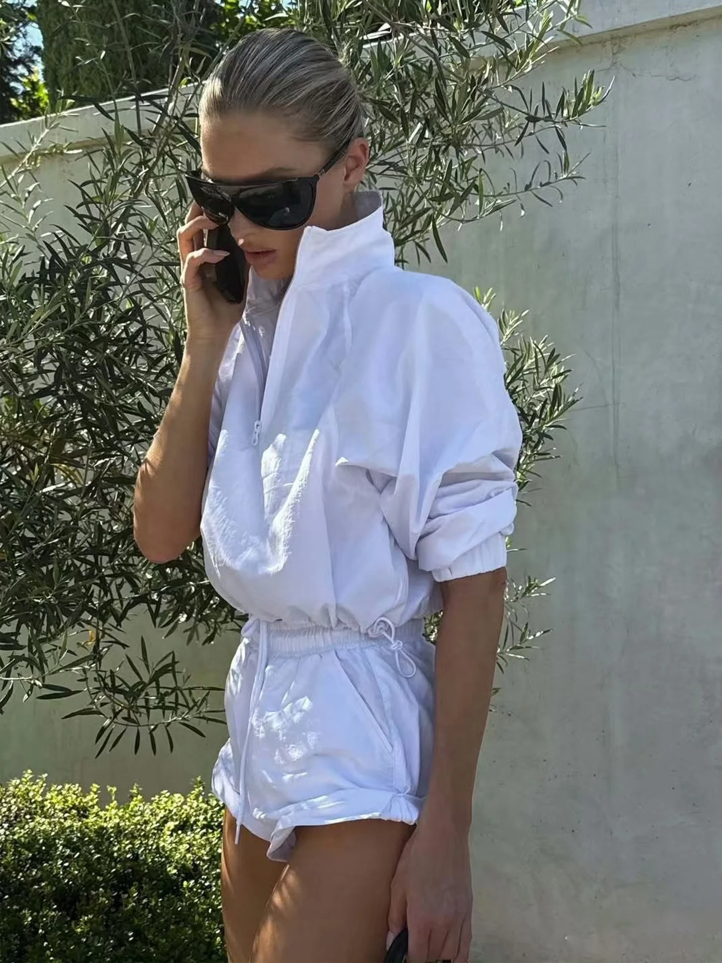 

High Waist Drawstring Short Pants Women's Summer New Style A-Line Simple Fashion Commute Short Pants Trendy Cotton Pants