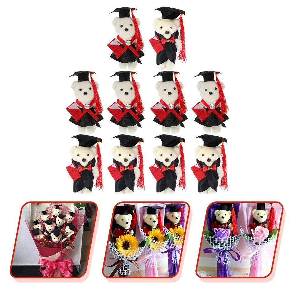 10 Pcs DIY Bouquet Material Gifts Adorable Mini Graduate Bear Stand Graduation Souvenir Standing Foam Bears Student