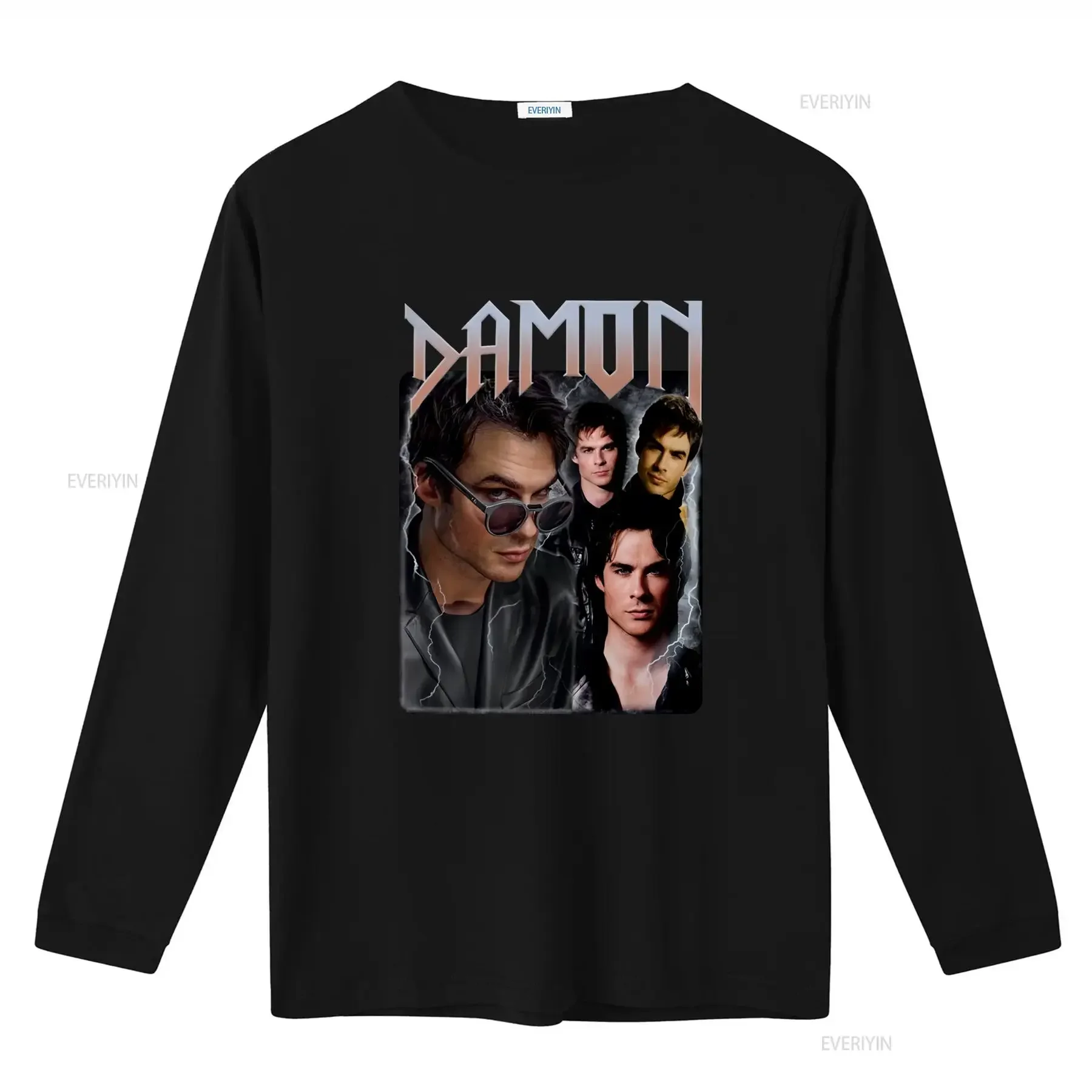 Retro Damon Salvatore T Shirt Ian Somerhalder Merch Vampire Diaries Fan  vintage Washed homme Comfortable Unisex Slightly