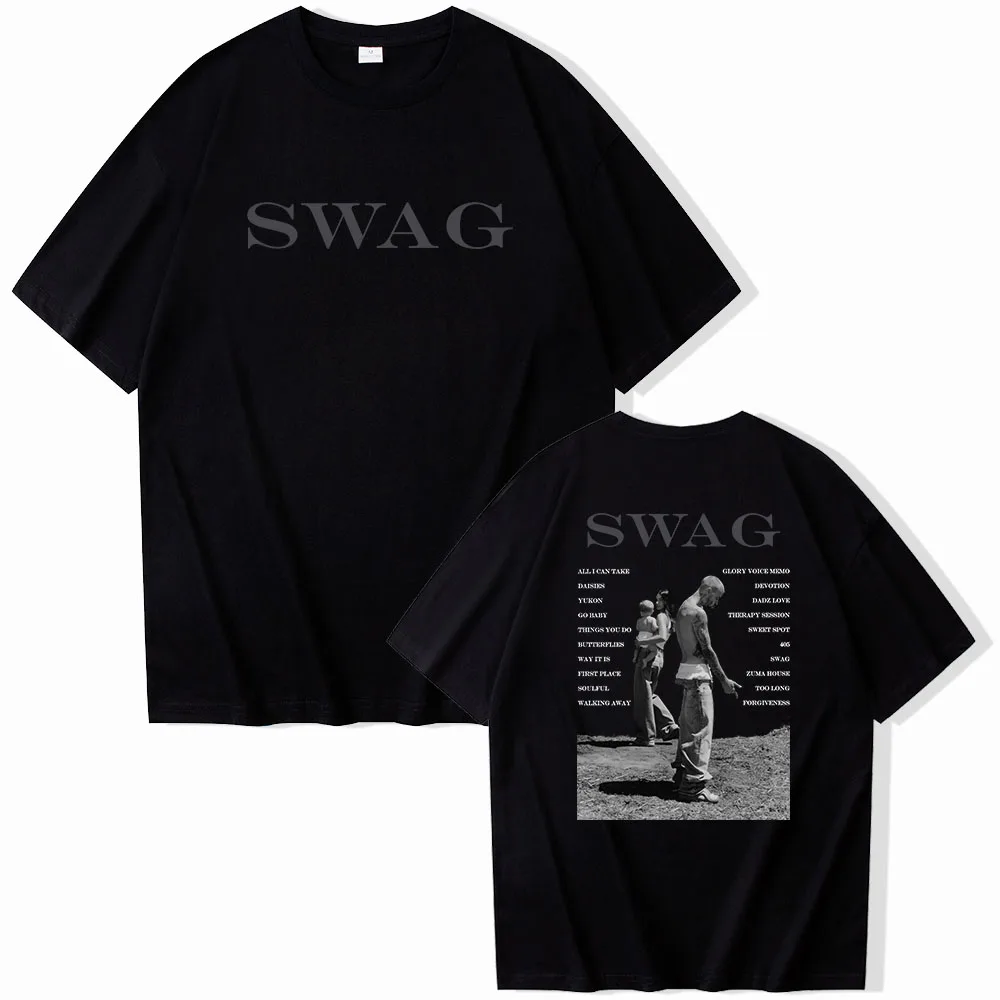 

Bieber SWAG 2025 Justin Album T-shirt 2 Sided O-Neck Short Sleeve Shirts Fans Gift