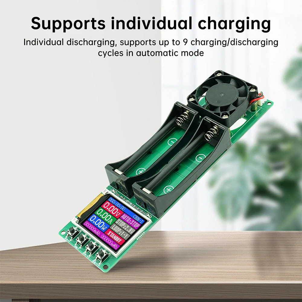 2CH 18650 Battery Capacity and Internal Resistance Tester, Electronic Load Tester, Automatic Charge/Discharge, Type-C Port