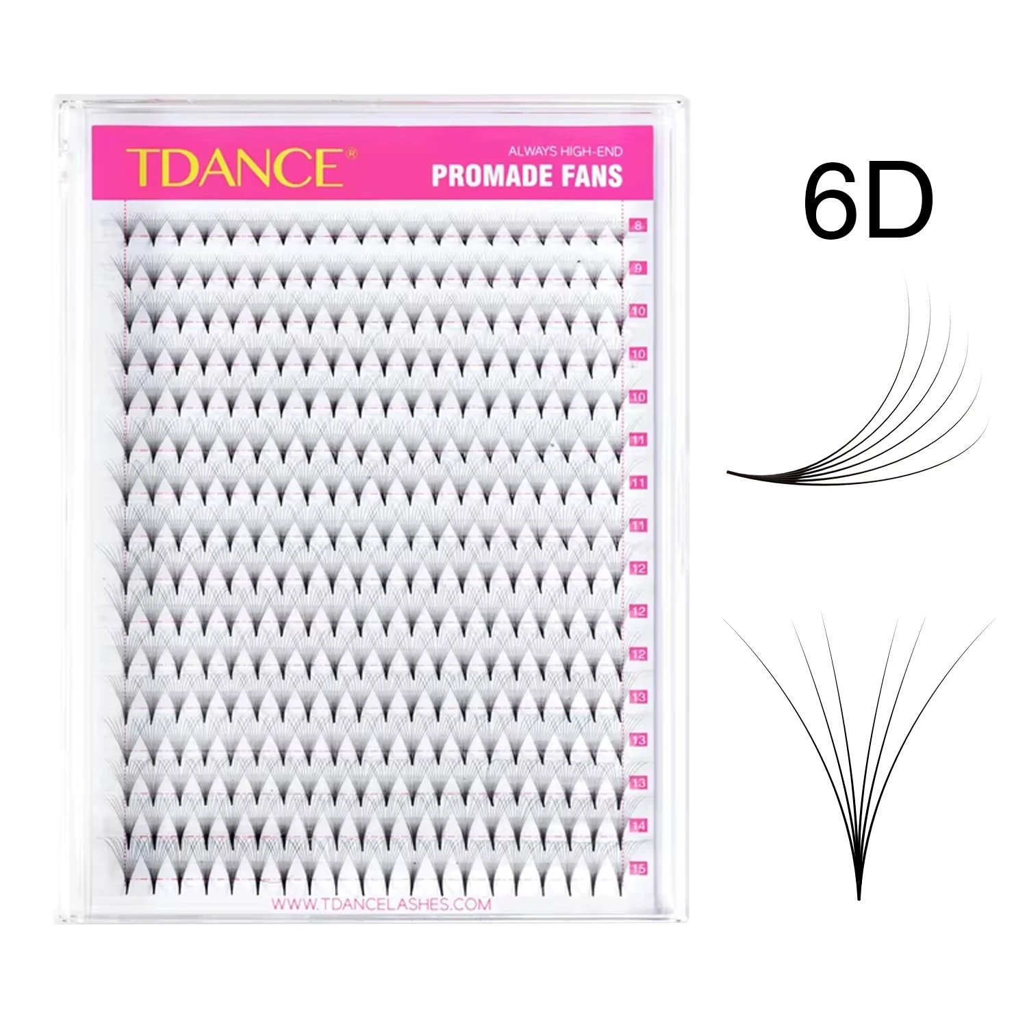 TDANCE 320 Vorgefertigte Fächerwimpern 6D Spitzer Stiel Mittelstiel Wimpernverlängerung Volumen-Fächer Russische Faux-Nerz-Wimpern