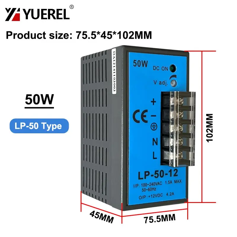 

LP 25W 50W 100W 5V 12V 24V 4A 1A 8.4A Switch Power Supply AC To DC LED Over-voltage Load Protection