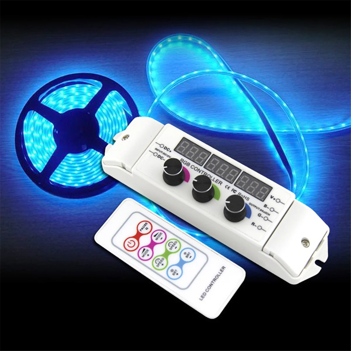 DC12V-DC24V BC-350RF 6Ax3CH Output RGB RGBW Led 5050 3528 Strip Controller RF Remote Knob Dimmer