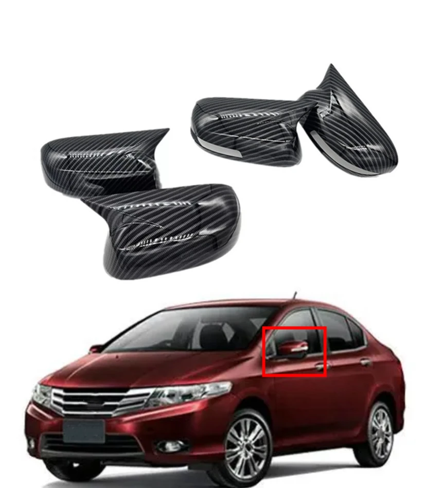 

Car Rearview Side Mirror Cover For Honda City 2009-2013 Wing Cap Outer Door Back View Case Trim Sticker Carbon Fiber Look ABS