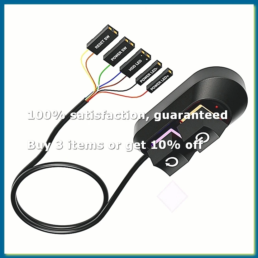 RGB LED Lights Computer Desktop Switch PC Motherboard External Start Power on/Off Reset Button Extension Cable