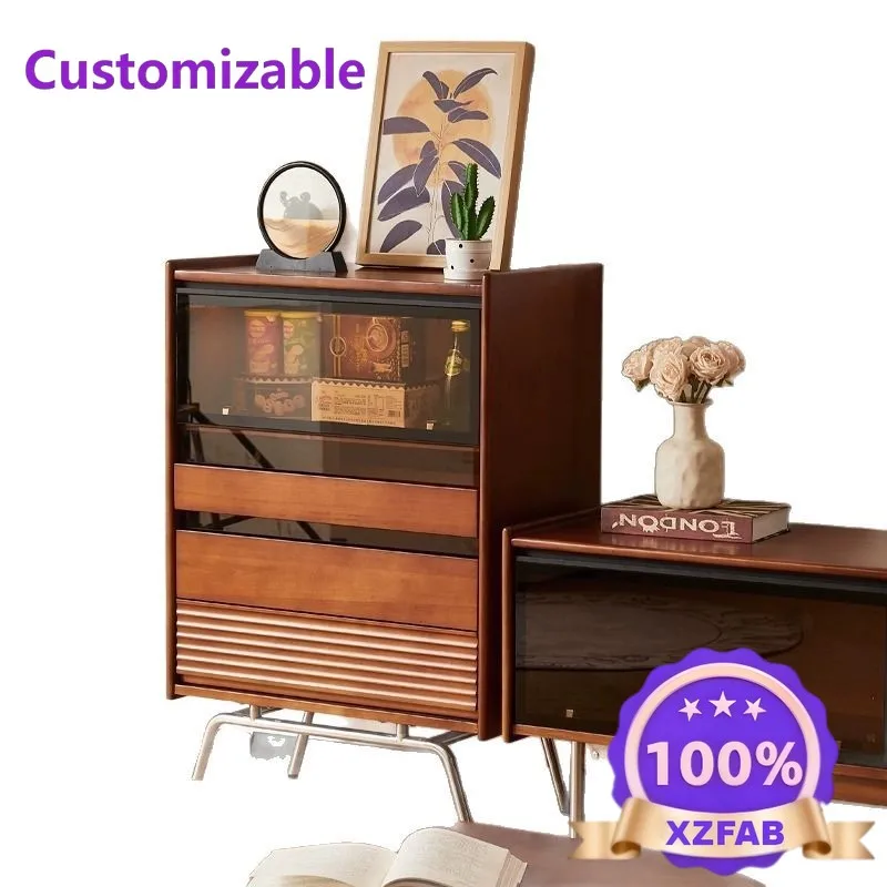 Factory Direct 2026 Simple medieval solid wood chest household small apartment bedroom living room retro storage multi-functiona
