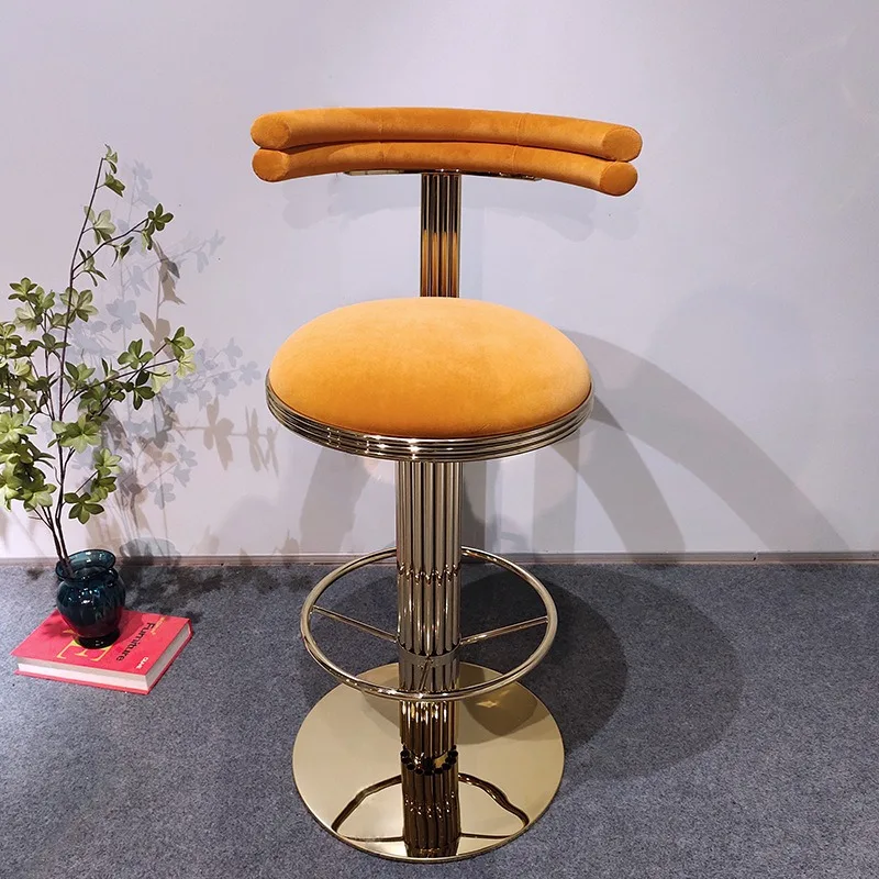 Factory Price Luxury Golden High Counter Chair Swivel Bar Chair Velvet Bar Stool for Home Hotel