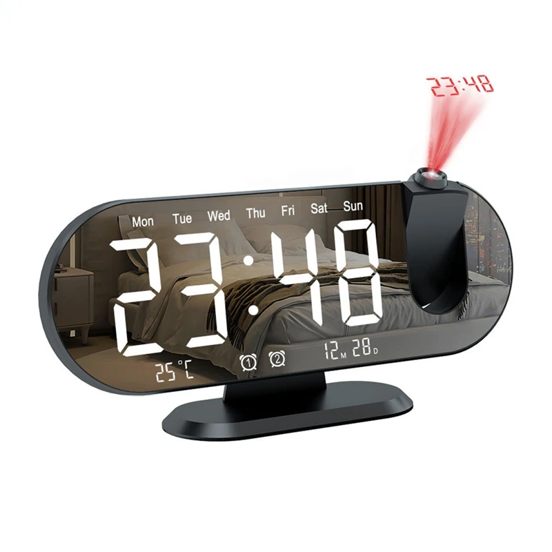 B34B-Mini 4K Clock Camera LED Digital Smart Alarm Clock Projection Supports Remote Viewing Mobile Detection Mini Camera