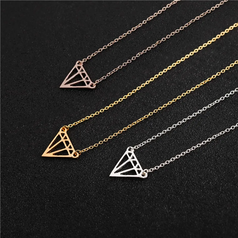 Holle Omtrek Driehoek Ketting V-Vormige Driehoeken Subulaat Geometrische Ruit Hanger Ketting Kraag Sleutelbeen Choker Voor Vrouwen