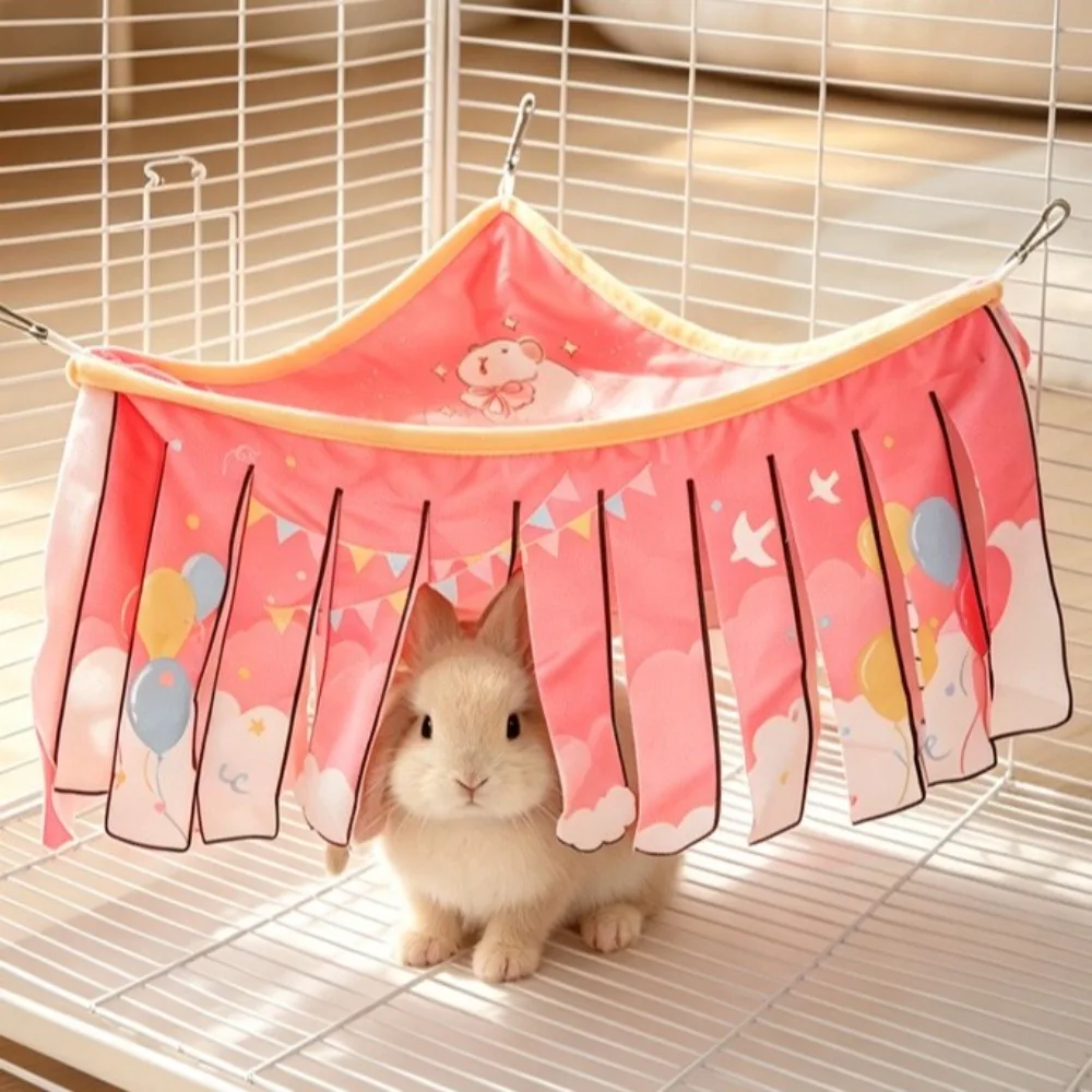 Triangle Shape Double Layer Tassel Nest Soft Comfortable Waterproof Guinea Pig Pet Tent Cute Breathable Pet Hideout Tent Rabbit