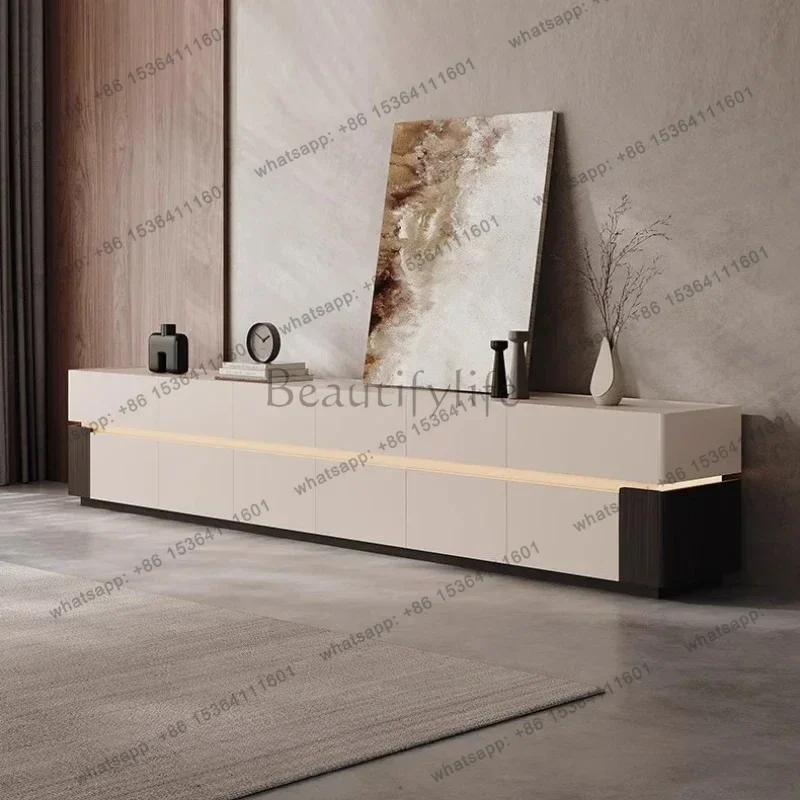 LDLiving Room Home Italian Light Luxury Style High-end Feel Nordic Modern Floor-standing Solid Wood TV Storage Cabinet
