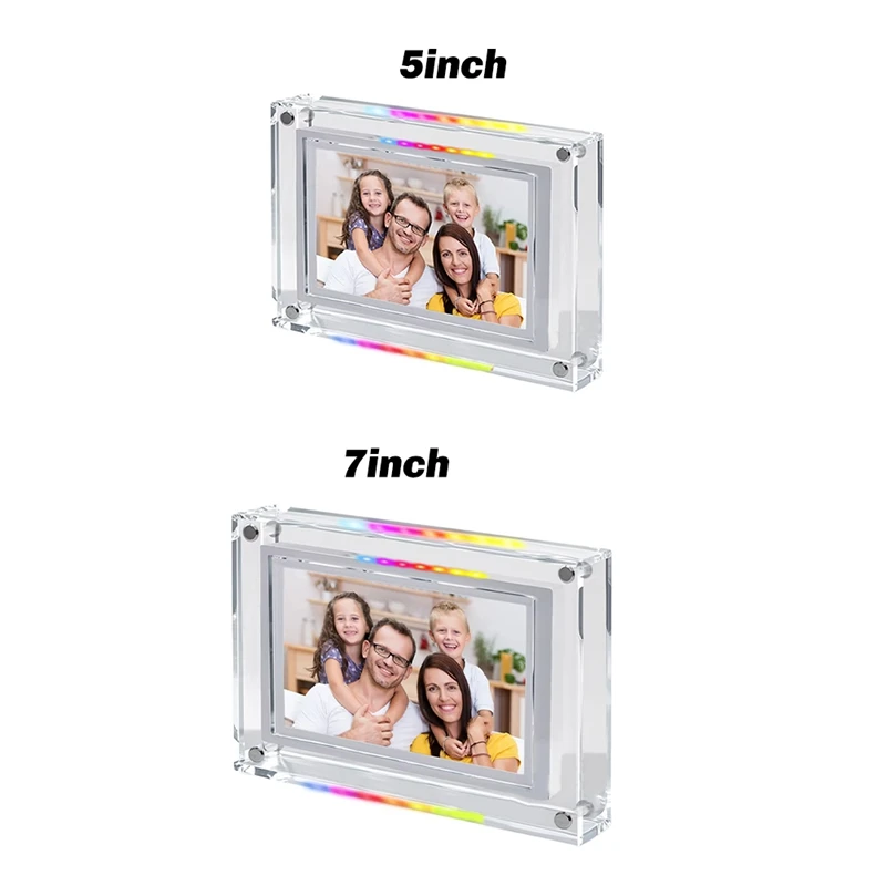 

IPS Digital Picture Photo Frame With Music-Sync LED Ambient Light Auto-Rotation 4GB Video/Photo Playback US Plug