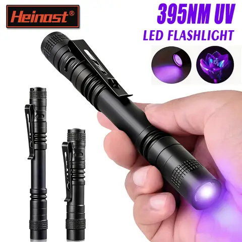 1-4 pces 395nm uv lanterna led ultravioleta lgiht com clipe de caneta portátil luz violeta pet urina escorpião detector lâmpada uv