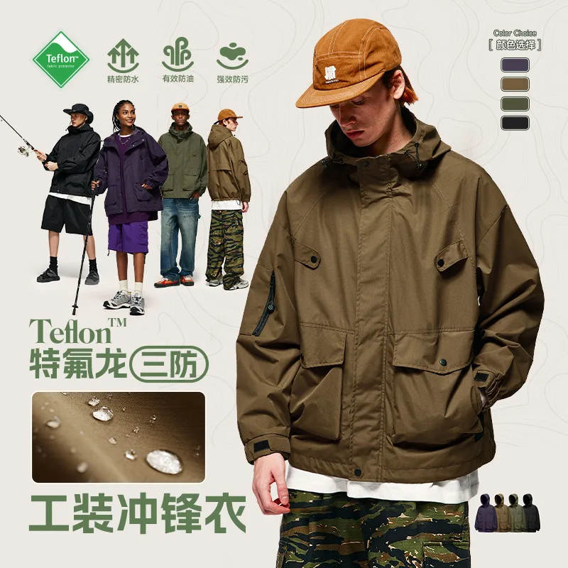 Men's Clothing | Teflon Three-Proof Workwear Hooded Jacket Autumn New Outdoor Multi-Functional Jacket Jacket