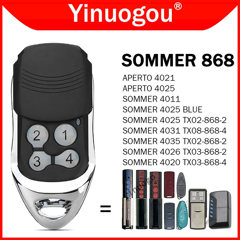 

For SOMMER 868 4020 TX03-868-4 4026 TX03-868-2 4031 TX08-868-4 4011 4025 4035 APERTO 4021 4025 Garage Door Remote Control 868MHz
