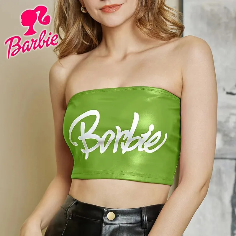 Barbie Tube Strapless Bra Chest Wrap for Woman PU Leather Sexy Girls Outer Wear Short Style Slim Inner Wear Sexy Chest Wrap Vest