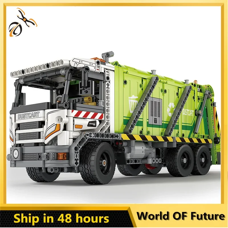 

Electric Remote Control Compressed Garbage Truck Building Blocks MOC City Sanitation Technical RC Car Bricks Kids Toys Boy Gifts