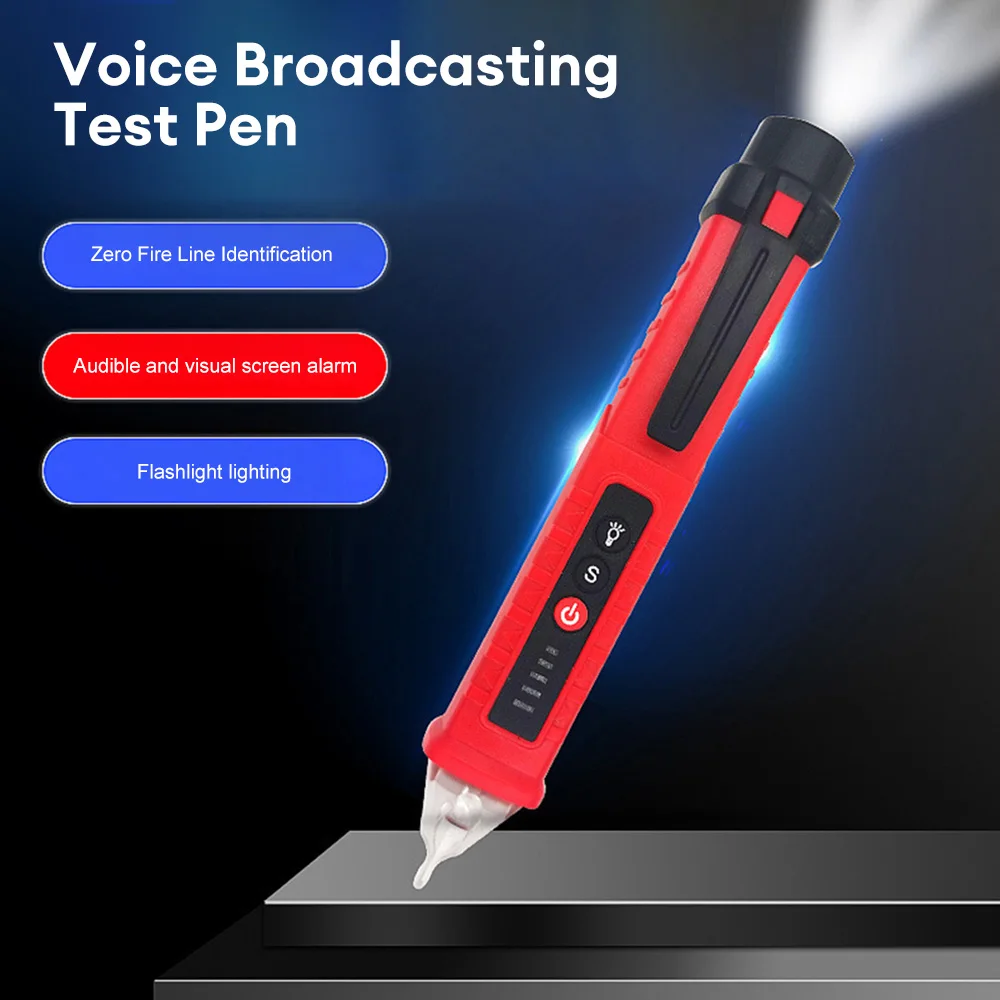 Non Contact AC Voltage Detector AC 12V-1000V Voltage Indicator Voltmeter Electric Sensor Test Pen with LED Flashlight