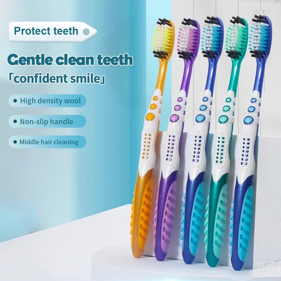 Random color shipment 4/8/12pcs manual hard hair toothbrush for efficient oral cleaning, individually packaged for adults