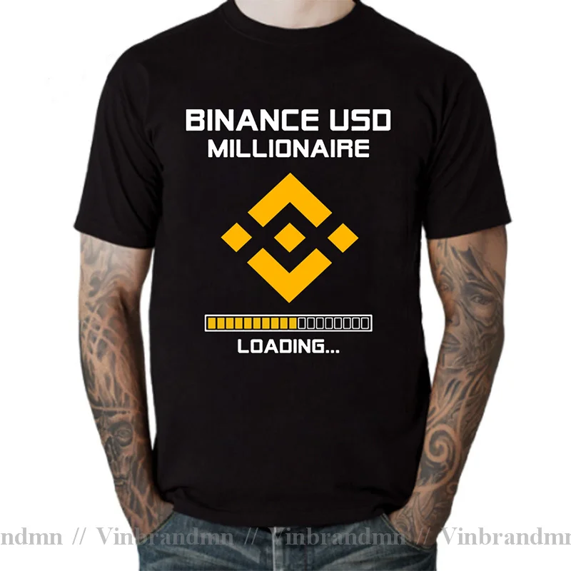 Funny BINANCE USD BUSD Millionaire Loading Crypto T-Shirt Binance BNB Logo T shirt men Trendy Fashion Binance Coin Top Tee Shirt