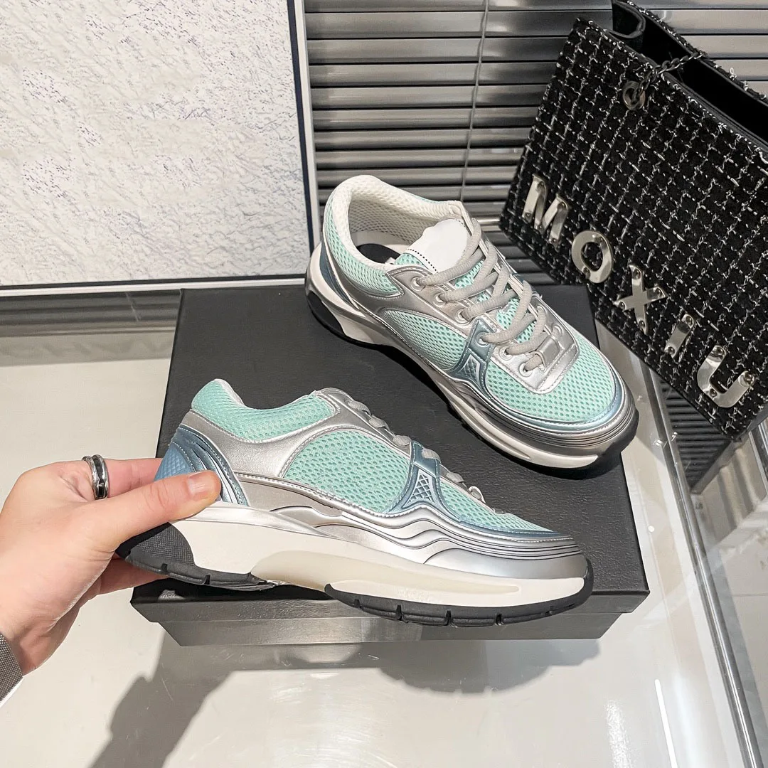 Women Vulcanized Thick Soled Shoes with Leather Mesh Splicing for Increased Breathability and Casual Sports Shoes YZBL807