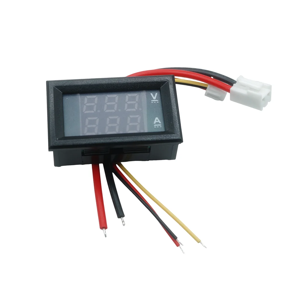 Digital Voltmeter Ammeter DC 100V 10A Amp Voltage Current Meter Tester 0.28 Inch Dual LED Display Panel with Connect Wires