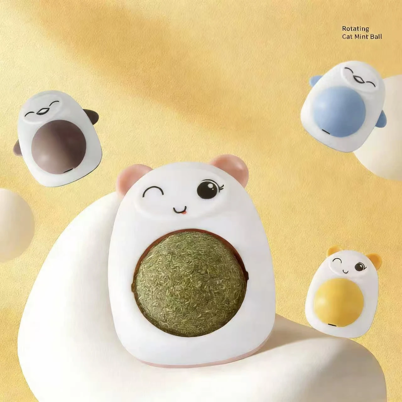 Popular new Cartoon cat mint ball toy indoor cat teeth chewi