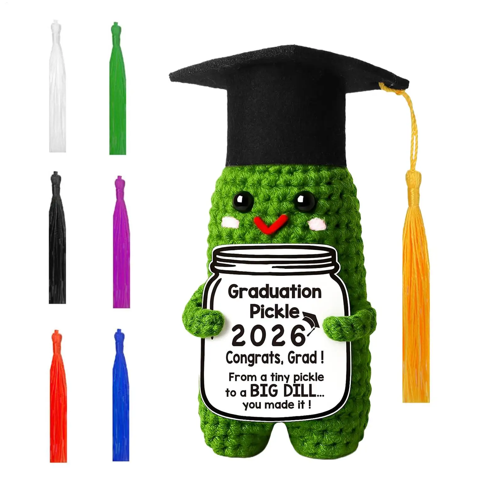 Graduation Pickle 2026 Graduation Keepsake Cute Knitted Cucumber Doll for Siblings Friend Classmate Roommate Party Home Office