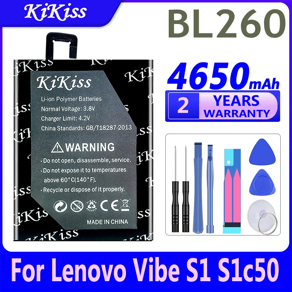 Аккумулятор KiKiss 4650 мАч BL260 BL 260 для Lenovo VIBE S1 Lite S1Lite S1La40, батареи + Бесплатные инструменты