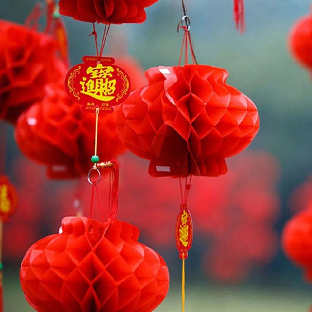 

Honeycomb Ball Chinese Style Home Decor Papercutting Lanterns For Festival Red Papercutting Festival Waterproof Traditional