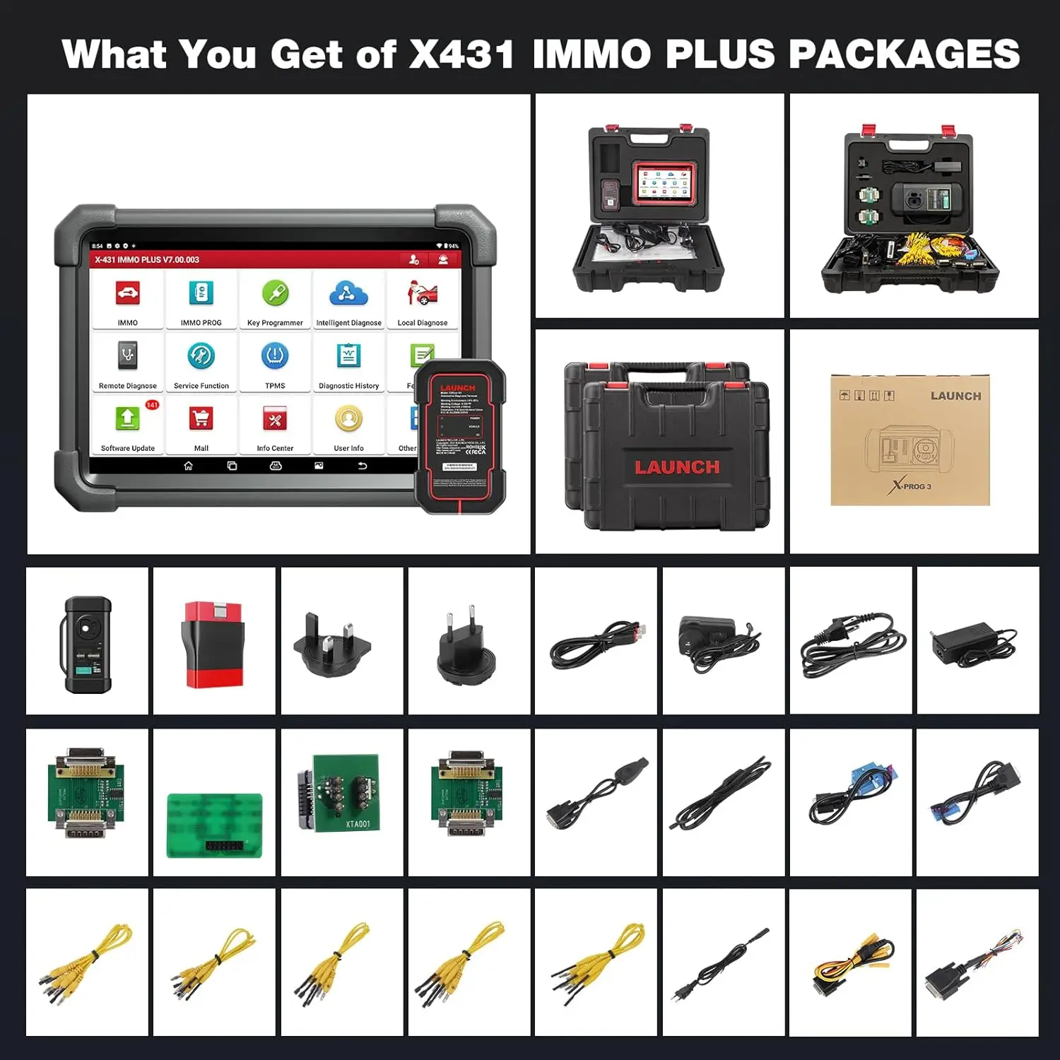 LANCERING X431 IMMO PLUS Professionele Autosleutel Programmeur Scan Tool Met X-PROG3 Volledige Systeem Auto ECU Codering Machine