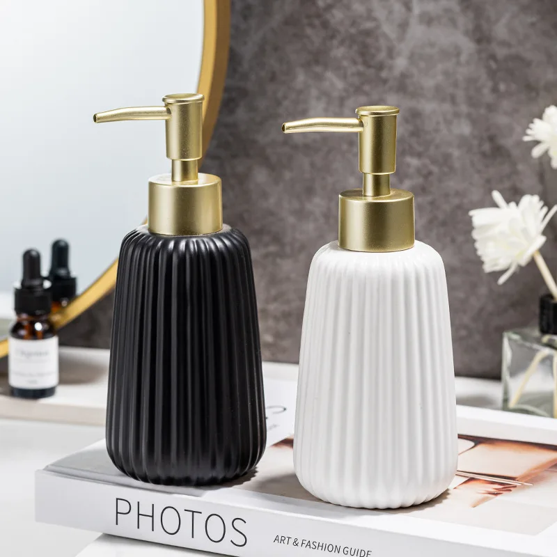 

shower gel shampoo sub packaging bottle dispenser 300ml soap dispenser ceramic hand sanitizer bottle press type bathroom