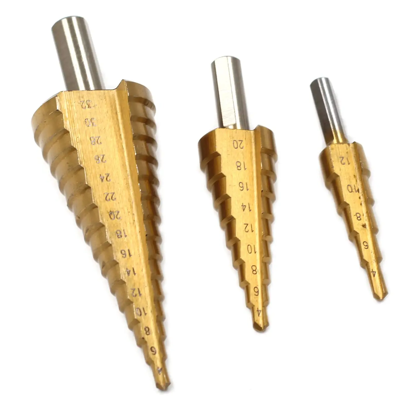 Mata Bor Langkah Baja Kecepatan Tinggi Berlapis Ti Bor Pemotong Inti Langkah HSS Pelubang Pusat Pemotong Logam untuk Kayu Baja Tahan Karat Logam