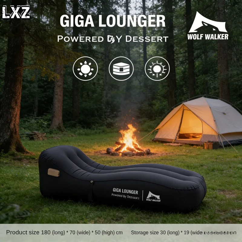 One Click Automatic Inflatable Lounge Chair, Lightweight Inflatable Sofa for Travel - USB Rechargeable, Outdoor Camping Sofa Bed