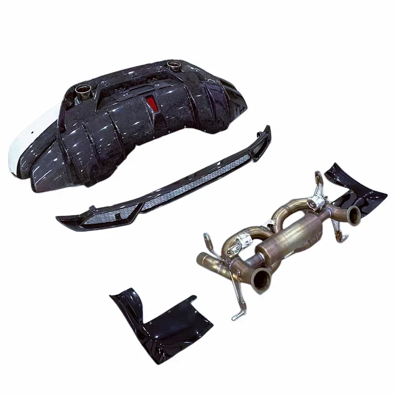 

Прямая продажа с фабрики, полууглеродное волокно, выхлоп заднего бампера в стиле P для Lamborghini Hurricane LP580 LP610, комплект кузова