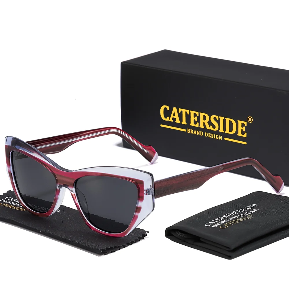 CATERSIDE Frauen Stil Sonnenbrille Acetat Cat Eye Rahmen Farbe-Blocking Design Suneyewear Männer Mode Luxus Fahren Gläser UV400 – Detail 13