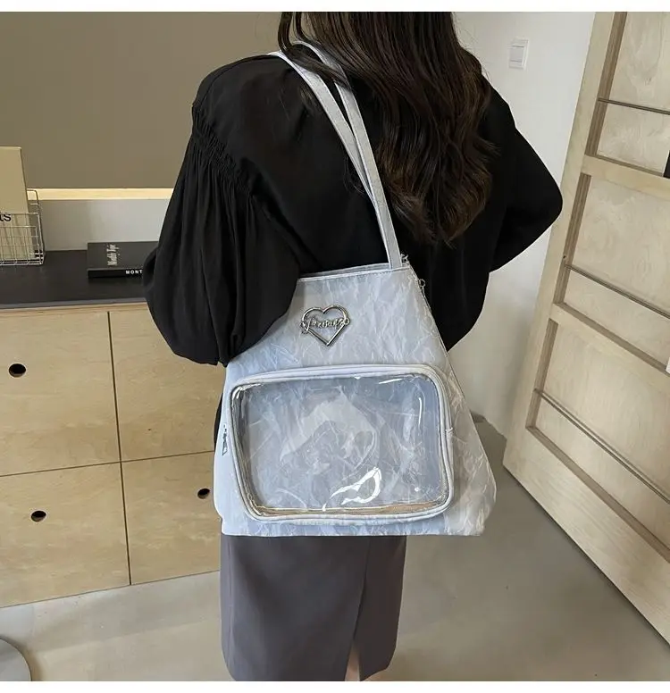 Water Ripple Pain Large Capacity Multifunctional Versatile Simple and Niche One Shoulder Wandering Tote Bag