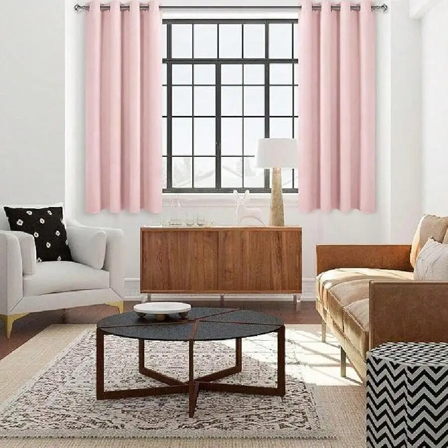 2pcs Solid Color Polyester Blackout Curtain Heat Insulating For Living Room Bedroom