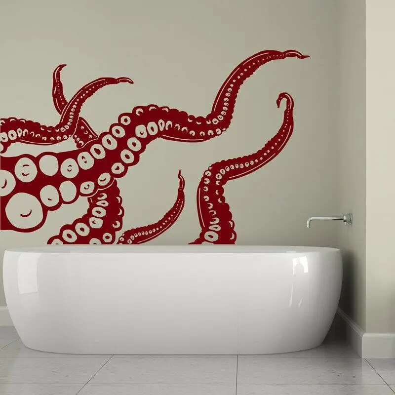 Octopus Tentacle Wall Sticker Kraken Nordic Mythology Crusu Sea Animal Bathroom Toilet Home Bedroom Decoration Vinyl Decal X7