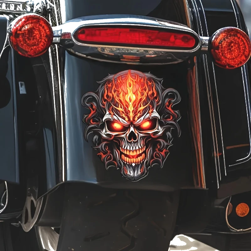 

Мотоциклетные наклейки с пламенным черепом для лобового стекла, крыла, топливного бака, автомобиля, ноутбука, спальни, холодильника, водонепроницаемые виниловые наклейки