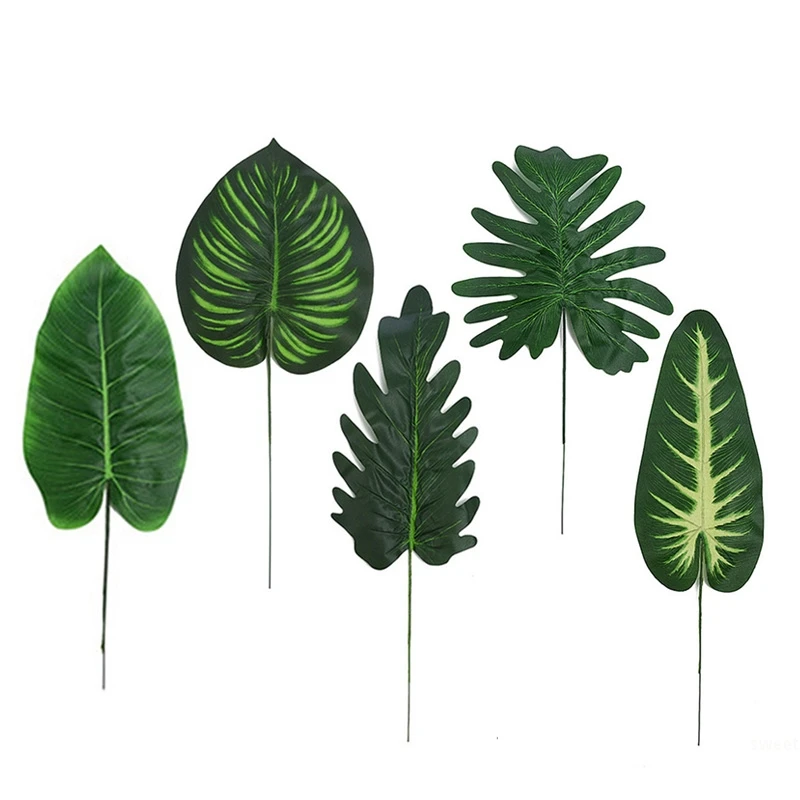 Artificial Monstera Leaves Hawaiian Style Jungle Wedding Birthday Party Decoration Hotel Dinner Table Decor Fake Plant Walls