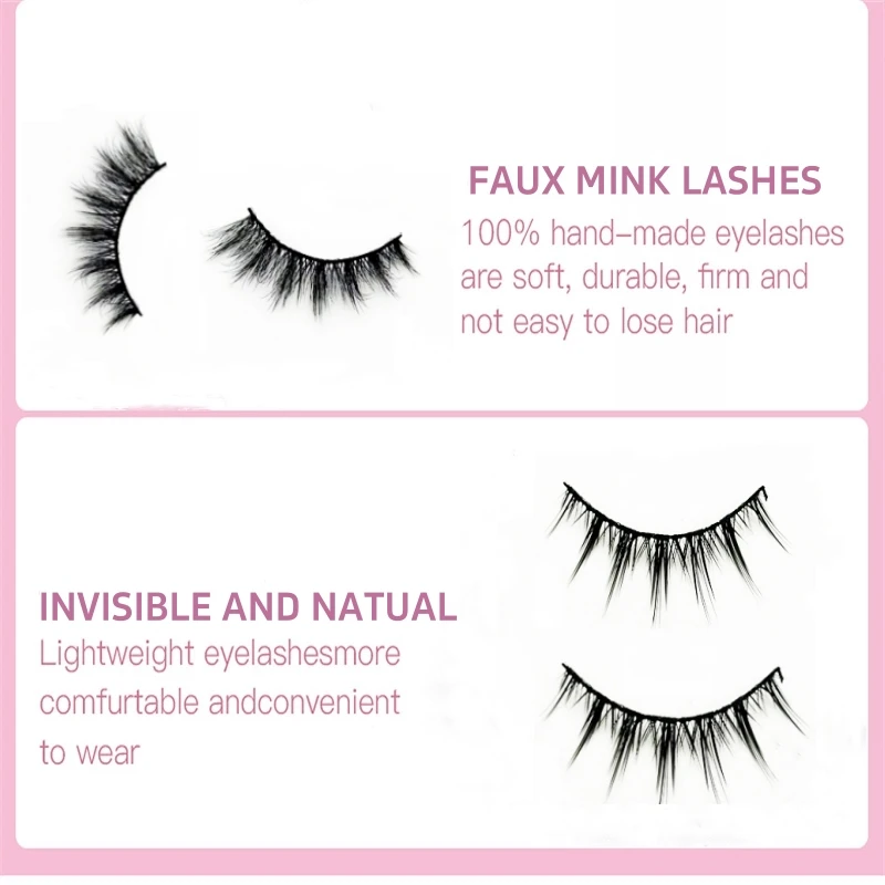 5 Pairs Multi-layer flexible natural slim light weight Hand-made Chemical fiber cat eye fox false eyelashes with personlized