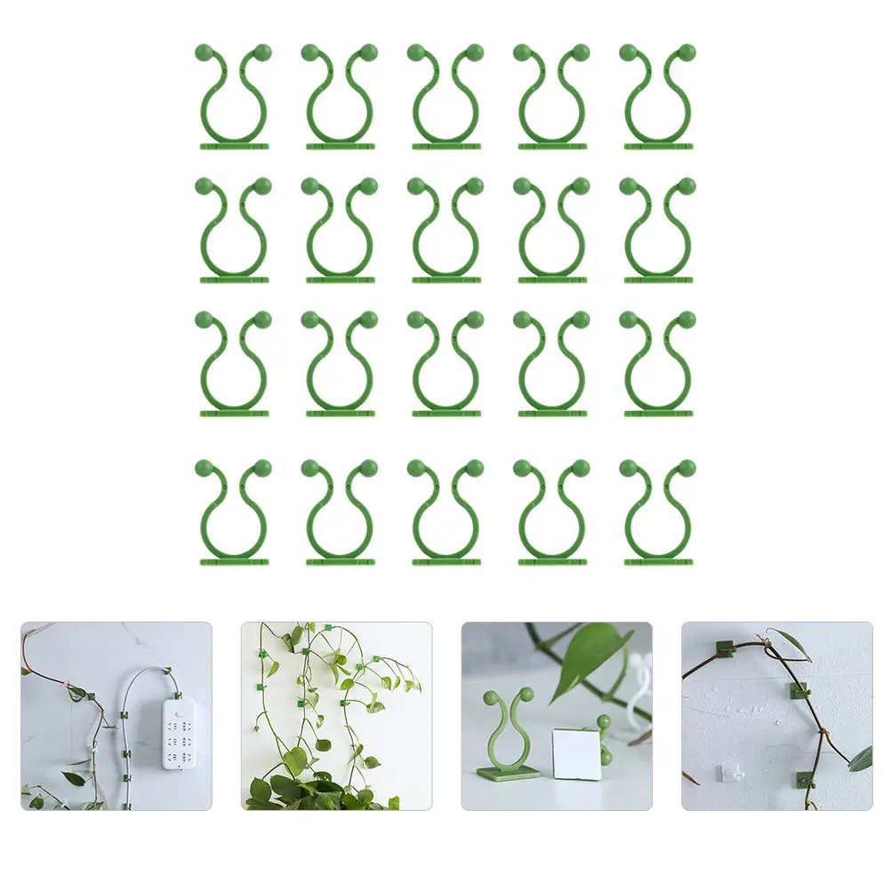 

80pcs Green Plant Fixer For Vines Wall Mount Self-Adhesive Clips Tool Garden Decor Organizer Plant Fixture