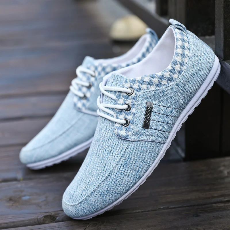 Brand Casual Shoes for Men Lace-up Linen Cloth Breathable Mens Canvas Shoes Moccasins Flats Driving Footwear Zapatos De Hombre