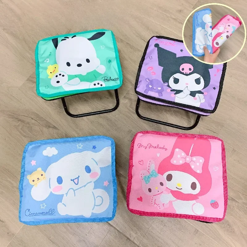 

Kawaii Sanrio Camping Folding Stool My Melody Cartoon Hello Kitty Kuromi Bermoon Stools Weekend Constant Folding Stool Fans Gift